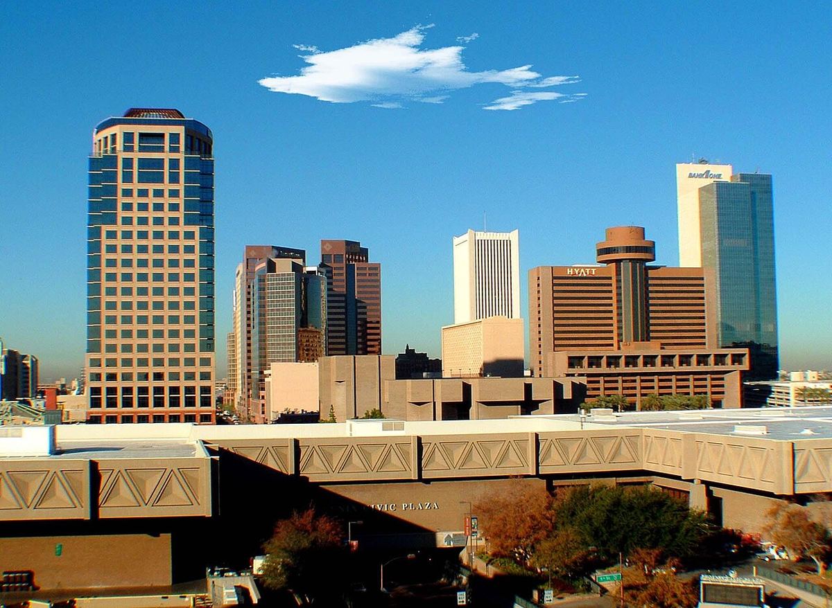 Historical downtown Phoenix skyline, for regional orientation